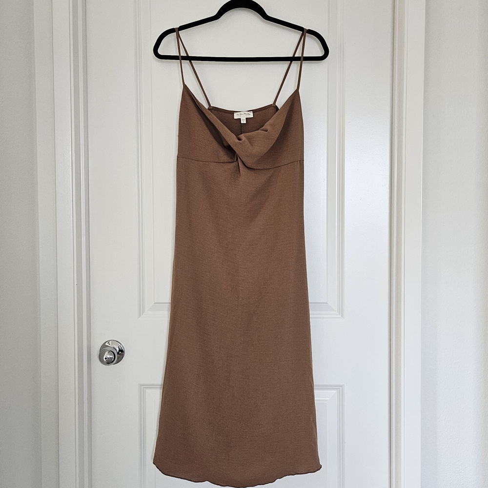 See You Monday Tan Spaghetti Strap Midi Dress